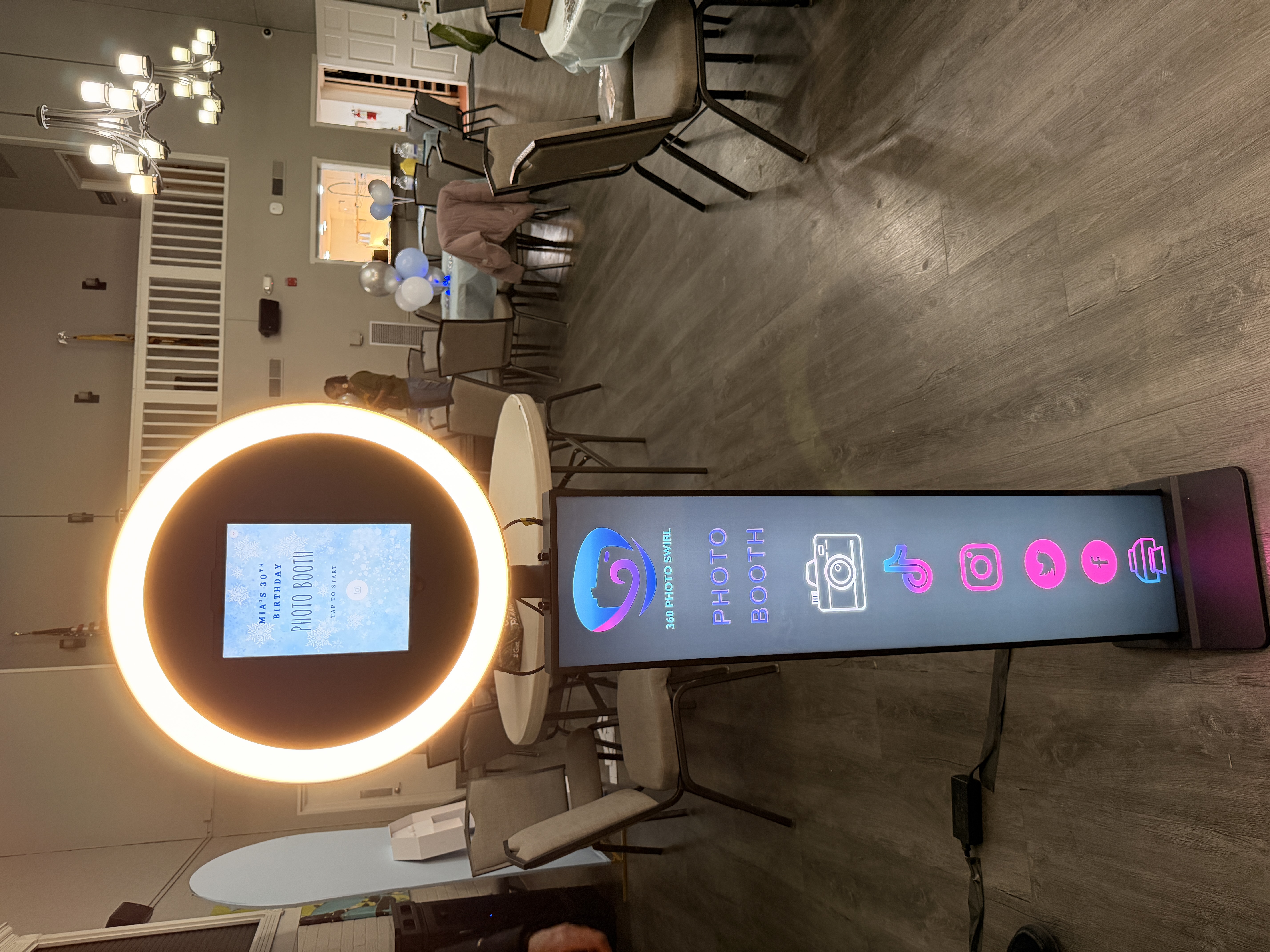 Ring-light photo booth in community center entrance